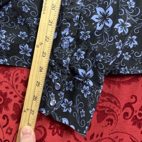 Ace of Diamonds Shirt Mens 3XL Black Blue Pearl Snap Western Retro Cowboy *read - Picture 10 of 12